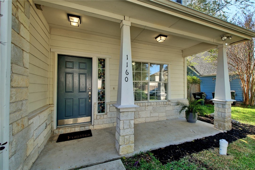 Lovely covered front porch. - If you have additional questions regarding 1160 Arbor Knot Drive  in Kyle or would like to tour the property with us call 800-660-1022 and reference MLS# 2394313.