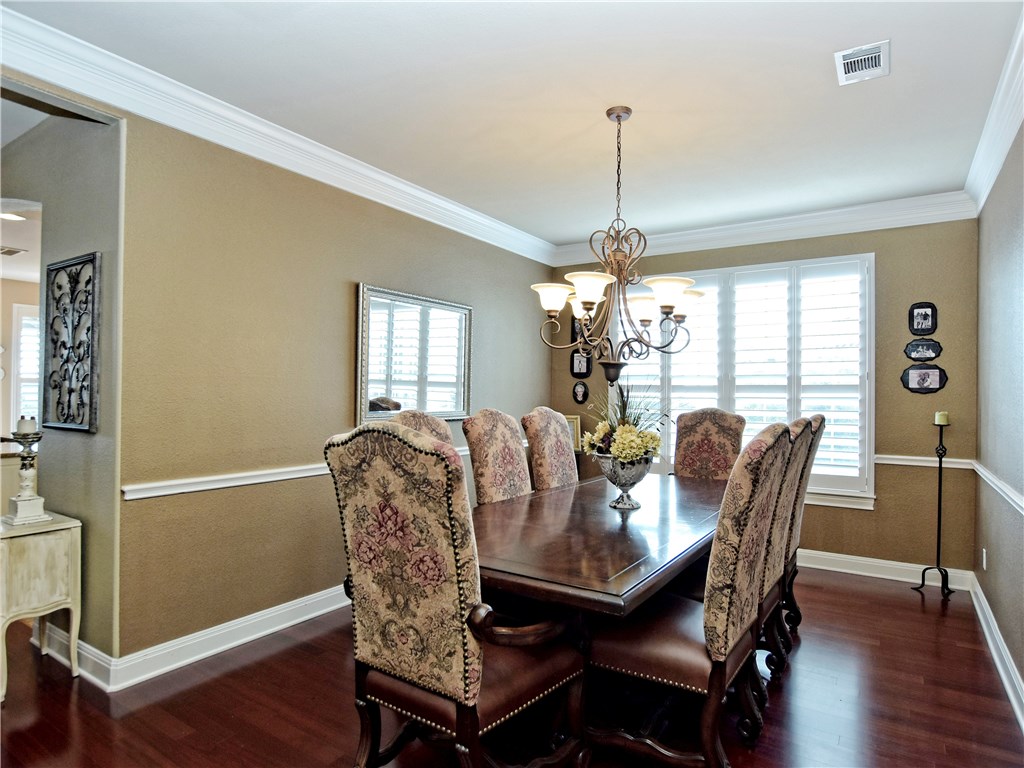 Large dining room with plantation shutters - If you have additional questions regarding 2609 Old Hickory Cove  in Austin or would like to tour the property with us call 800-660-1022 and reference MLS# 8871668.