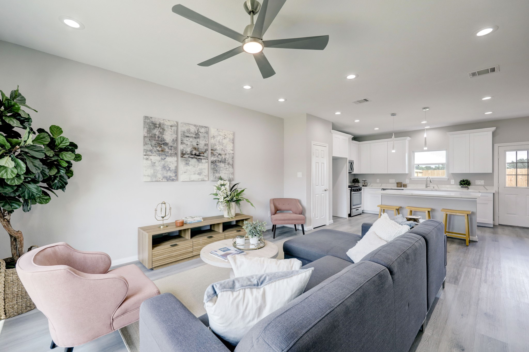 Light and bright, this home offers a comfortable, open living space.  Picture is of the model home. - If you have additional questions regarding 8106 James Franklin Street  in Houston or would like to tour the property with us call 800-660-1022 and reference MLS# 70741946.