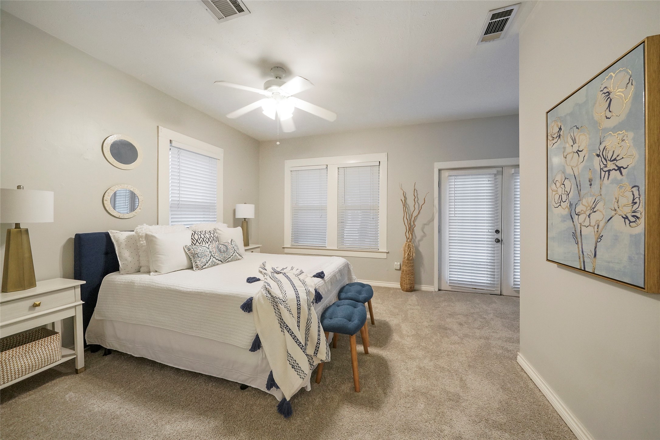 Primary bedroom is light and bright with large windows and french doors that lead to the back yard. - If you have additional questions regarding 1118 Peddie Street  in Houston or would like to tour the property with us call 800-660-1022 and reference MLS# 17025170.
