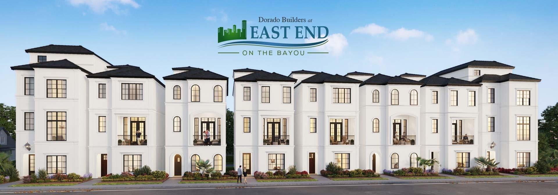 Streetscape Elevation of Lots 1 - 8 in Section 3 of East End on the Bayou. - If you have additional questions regarding 2761 Freund Street  in Houston or would like to tour the property with us call 800-660-1022 and reference MLS# 11515763.