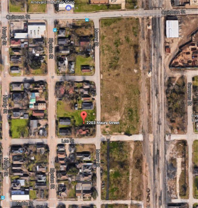 Aerial view of 2203 Maury St and the surrounding area. - If you have additional questions regarding 2203 Maury Street  in Houston or would like to tour the property with us call 800-660-1022 and reference MLS# 35756388.
