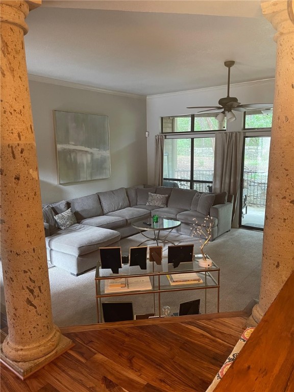 View into the living room from the dining area - If you have additional questions regarding 1000 Liberty Park Drive  in Austin or would like to tour the property with us call 800-660-1022 and reference MLS# 2545624.